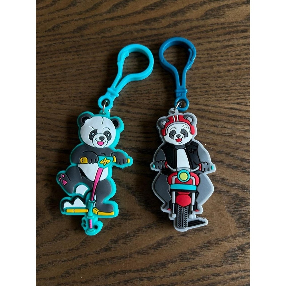 Dude Perfect Scooter Panda and Motorcycle Panda Keychain Clip